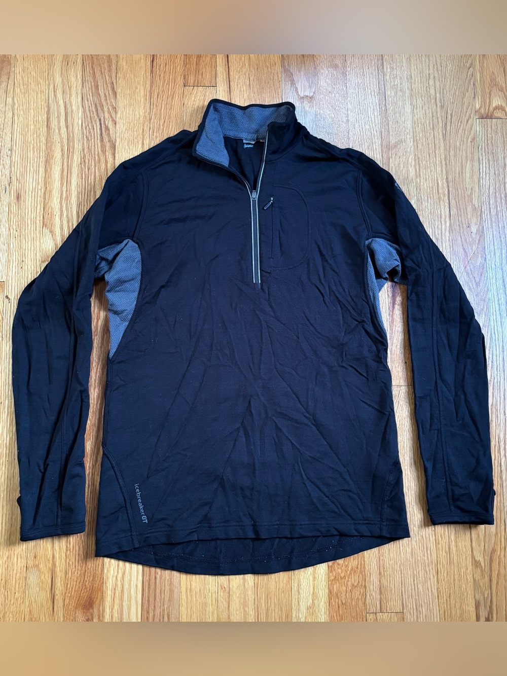 Icebreaker GT Black Performance Quarter-Zip New Zealand Merino Wool Medium